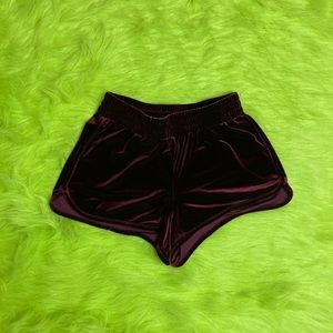 Burgundy Velvet Mini Shorts Small